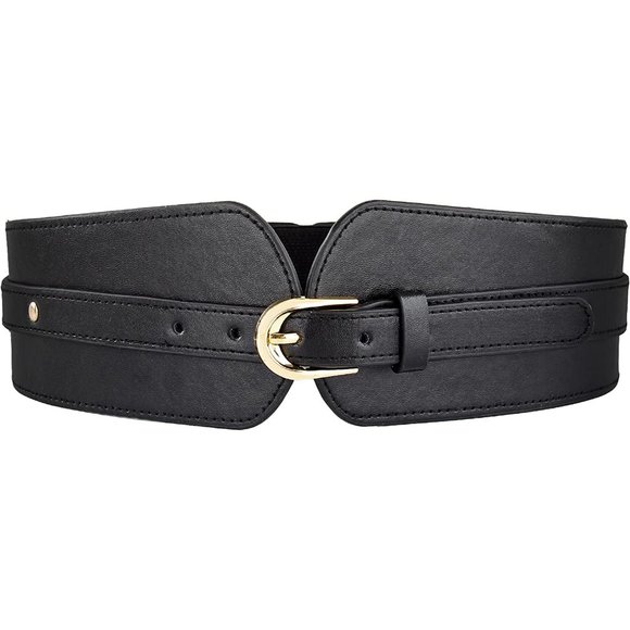 🆕Black PU Leather Wide Waist Belt - Picture 1 of 6
